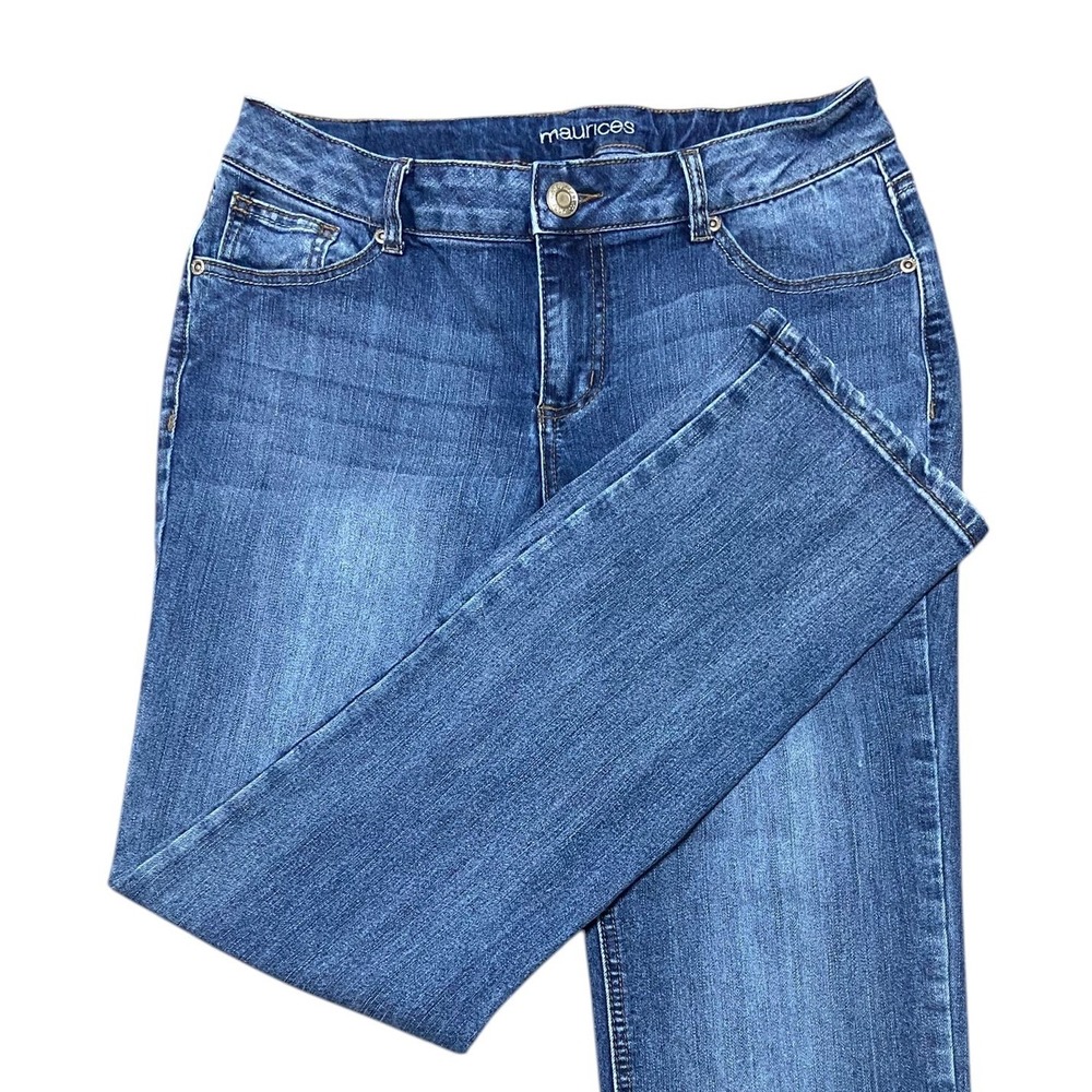 Maurices Blue Straight Leg Stretch Denim Jeans Preppy Minimalist School Size 8 R